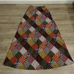 Vintage patchwork style long cotton hippie skirt